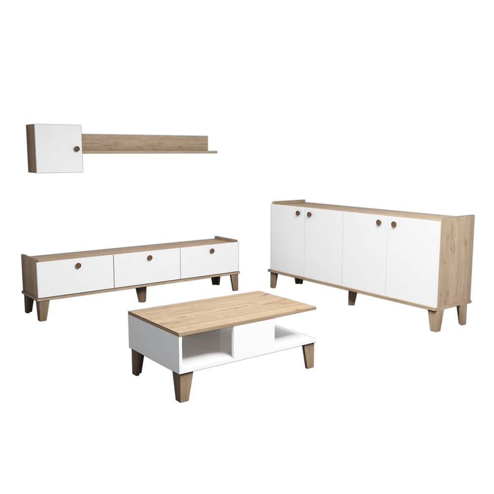 Meblościanka Smeru biały/dąb - zdjęcie 1