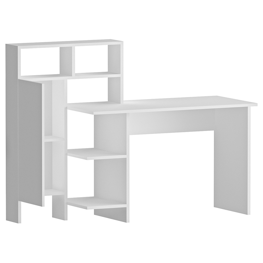 Biurko Sotrel 136x60 cm z regałem białe - zdjęcie 1