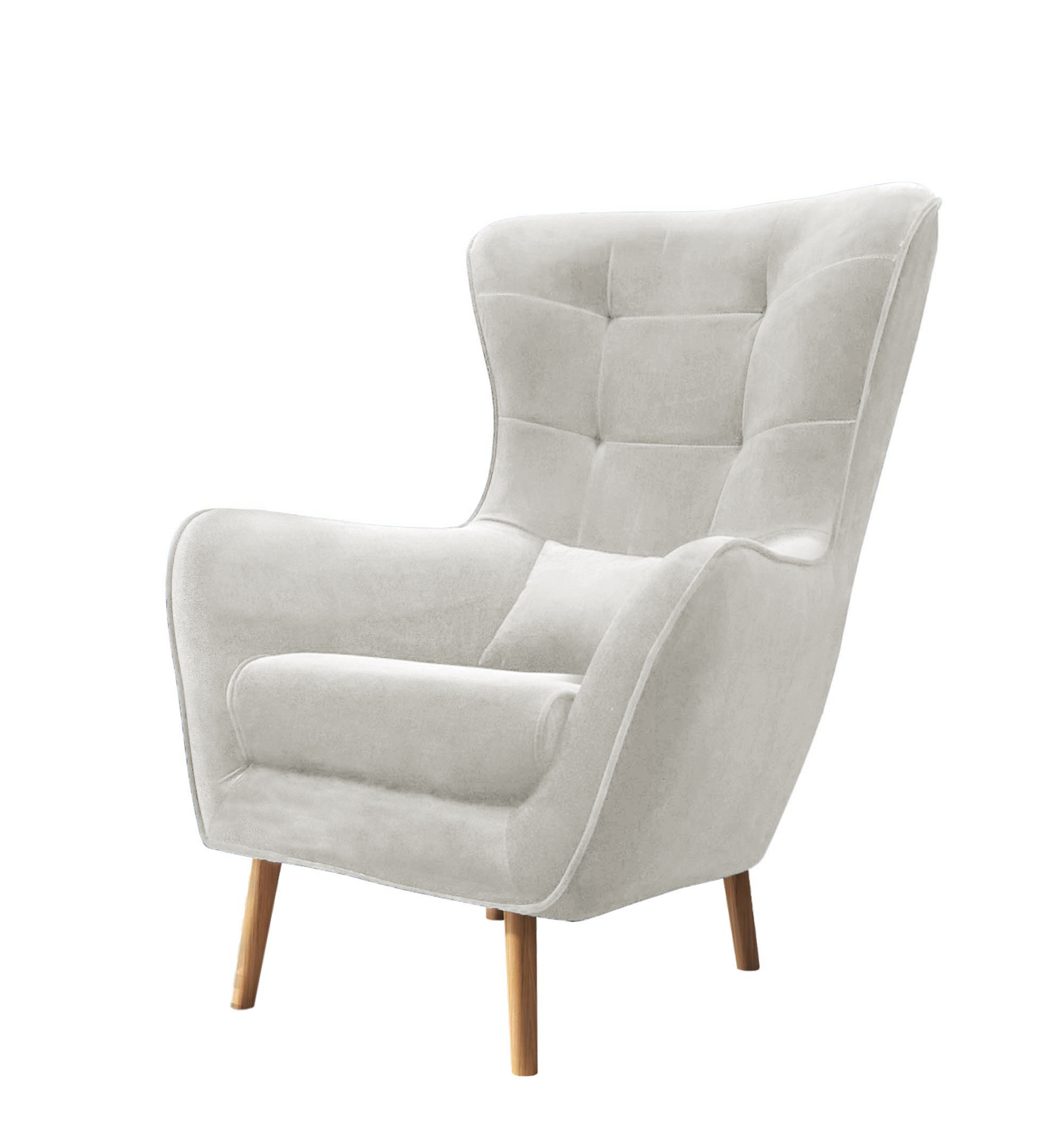 Fotel wypoczynkowy uszak Vence beżowy velvet łatwoczyszczący