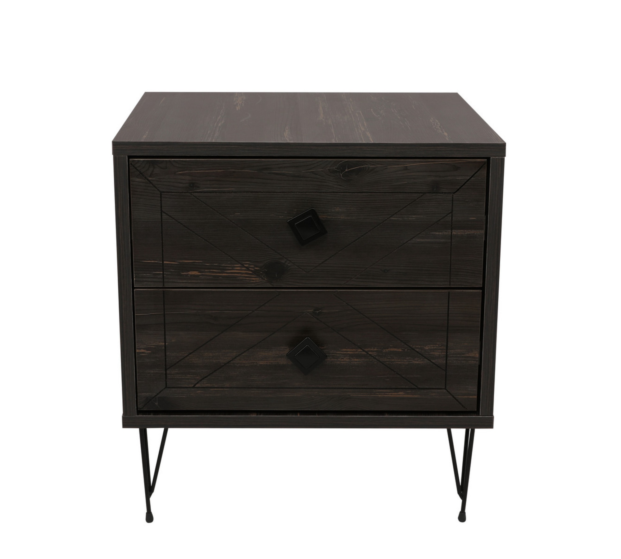 Szafka nocna Imishly ciemnobrązowy/ metalowe nóżki - zdjęcie 1