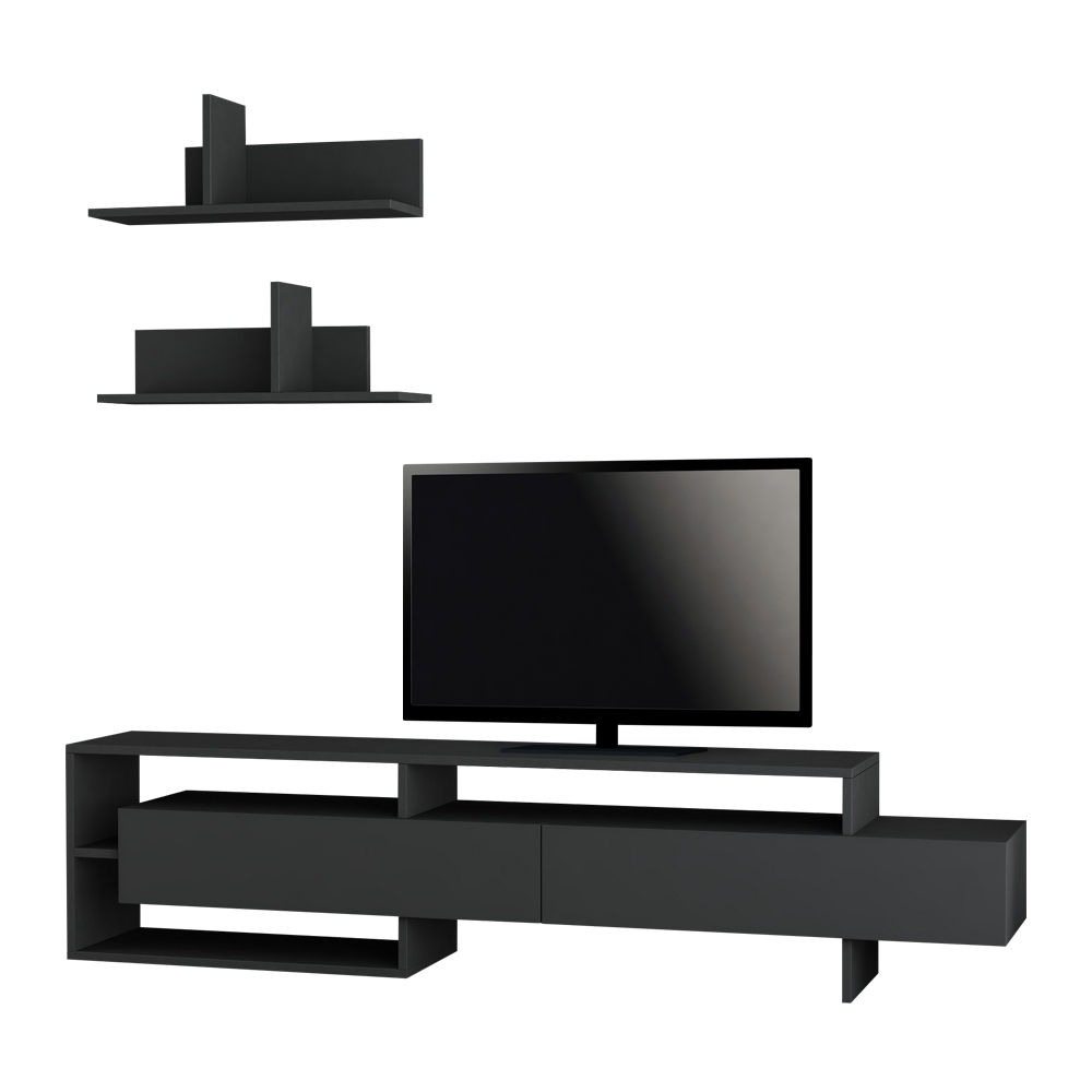 Szafka RTV Lotero antracytowa z dwiema półkami naściennymi - zdjęcie 1