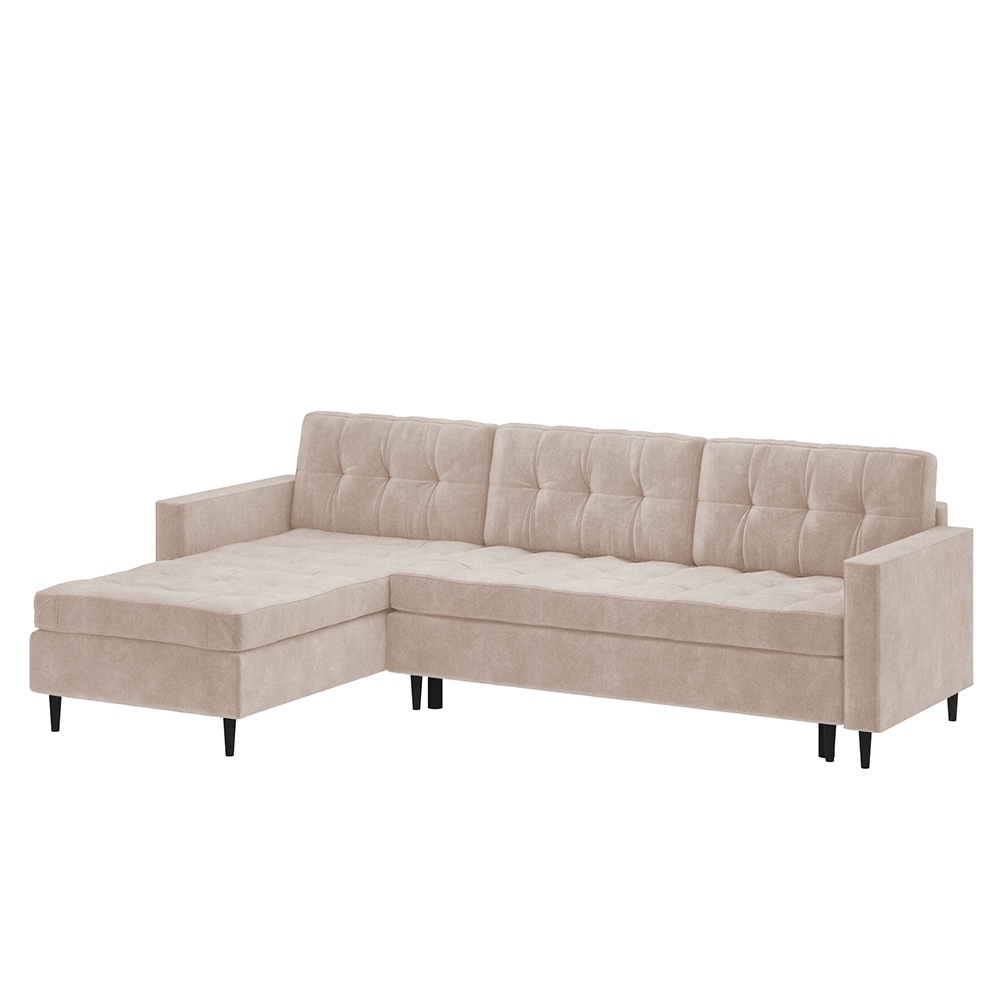 Narożnik z funkcją spania Kopenhaga L-kształtny z pojemnikiem uniwersalny jasnobeżowy w tkaninie hydrofobowej - zdjęcie 4