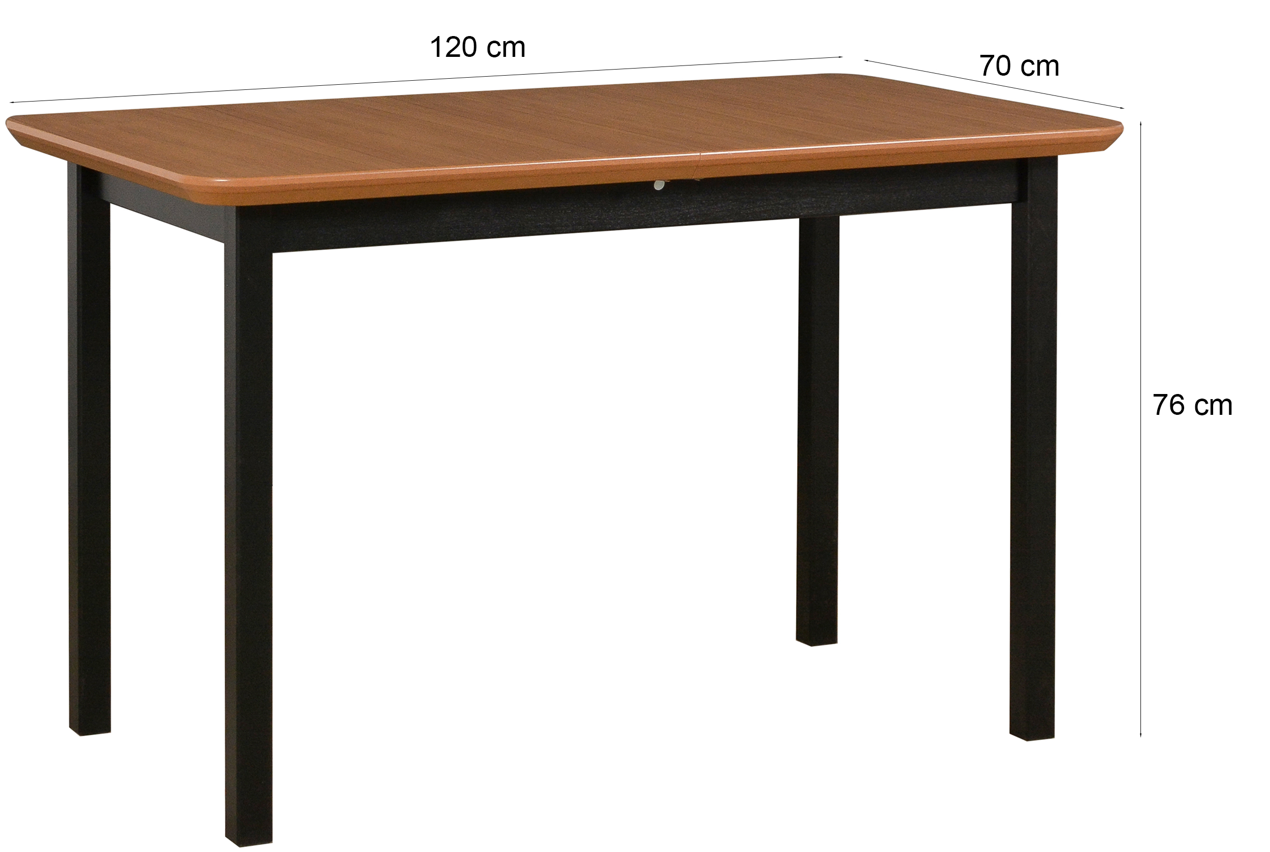 Stół drewniany do jadalni rozkładany Stallity 120-150x70 cm czarny/dąb naturalny