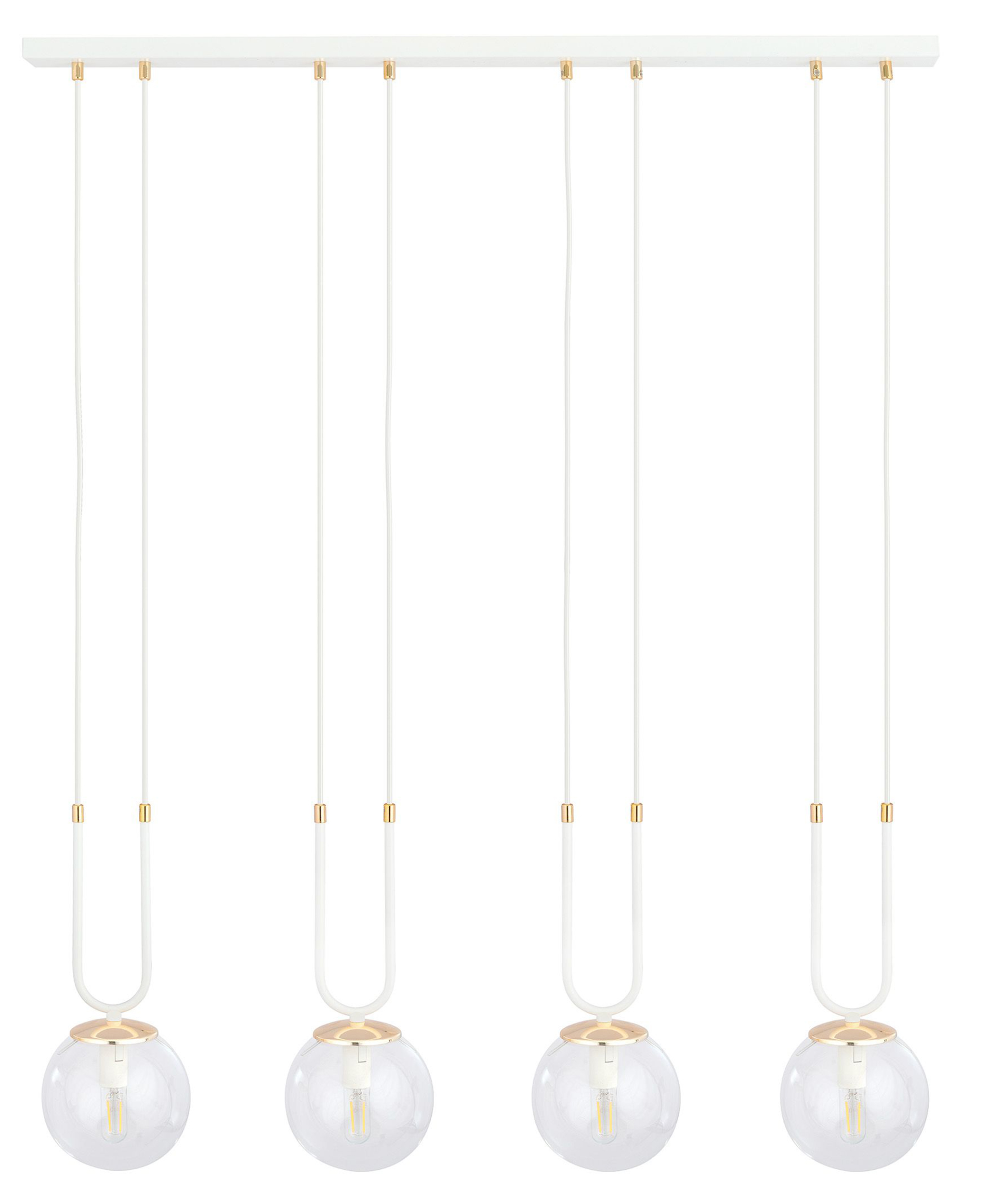 Lampa wisząca Greerlan biało-transparentna x4 - zdjęcie 1