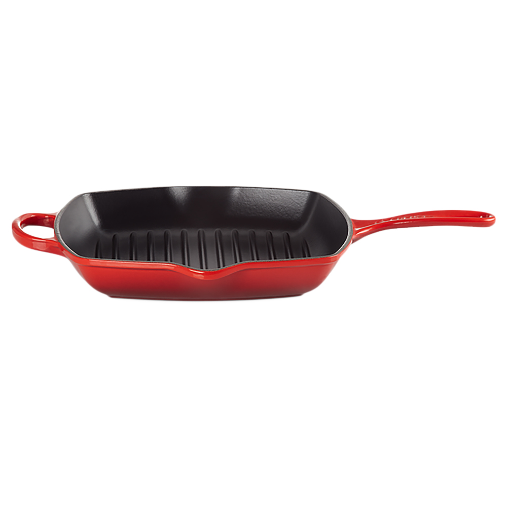 Le Creuset - Patelnia żeliwna grillowa Signature 26 cm czerwona - zdjęcie 1