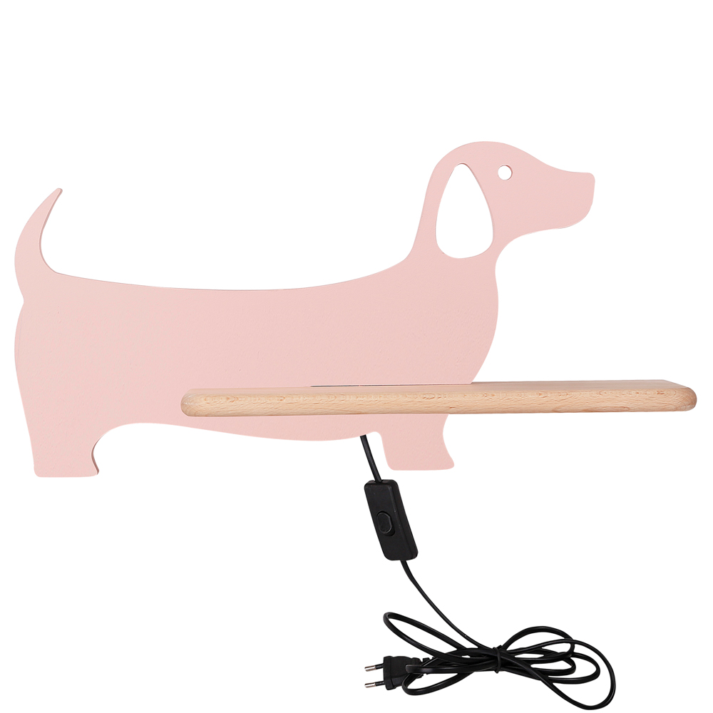 Kinkiet ścienny do pokoju dziecięcego Dreamie piesek z przewodem óżowy - zdjęcie 1