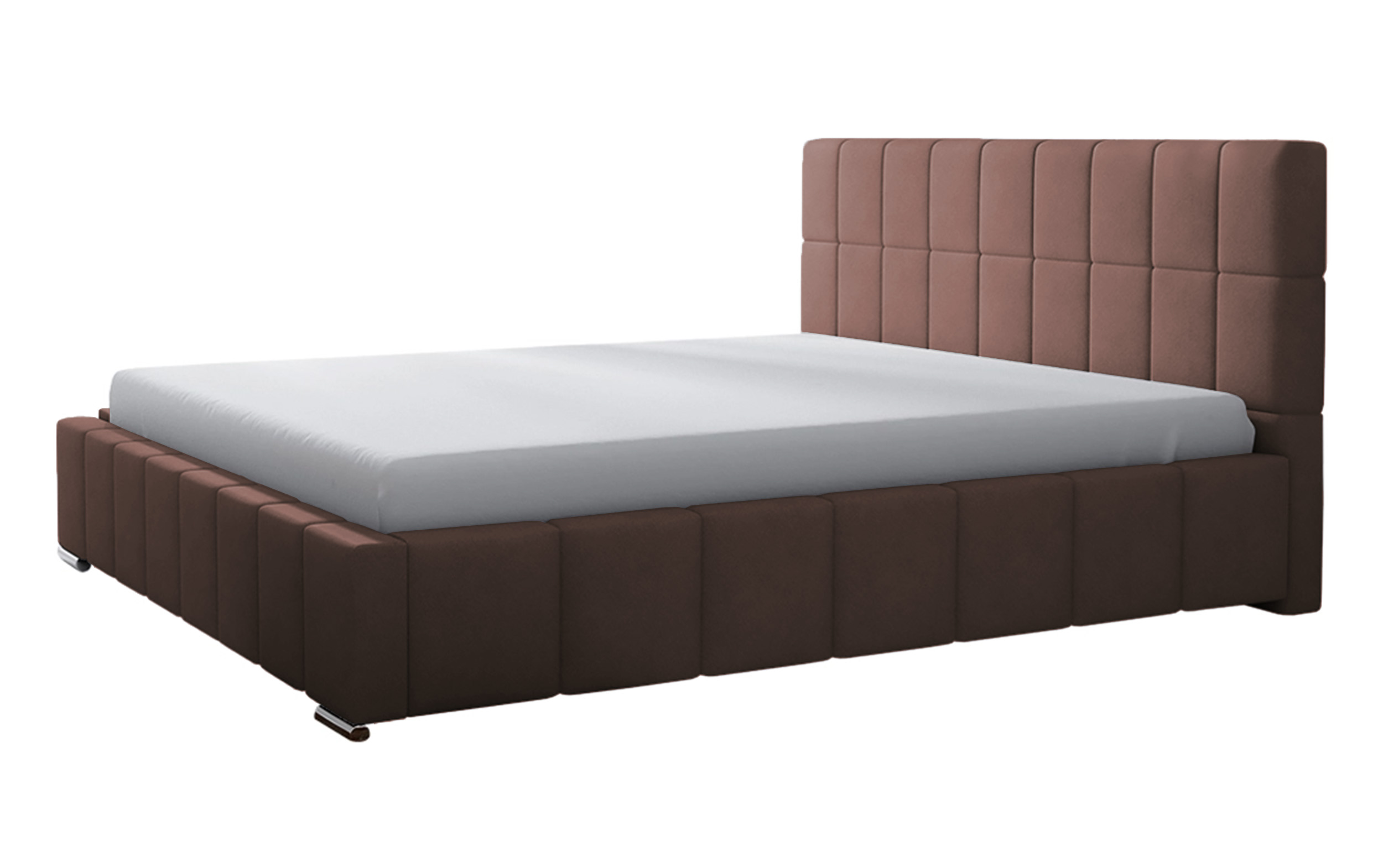 Łóżko tapicerowane Vibone 140x200 ze stelażem metalowym i pojemnikiem różowe hydrofobowe - zdjęcie 1