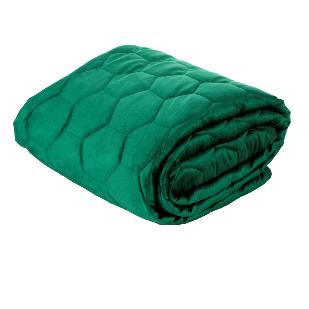 Narzuta pikowana Trygve 220x240 cm welwetowa w geometryczny wzór - zdjęcie 1