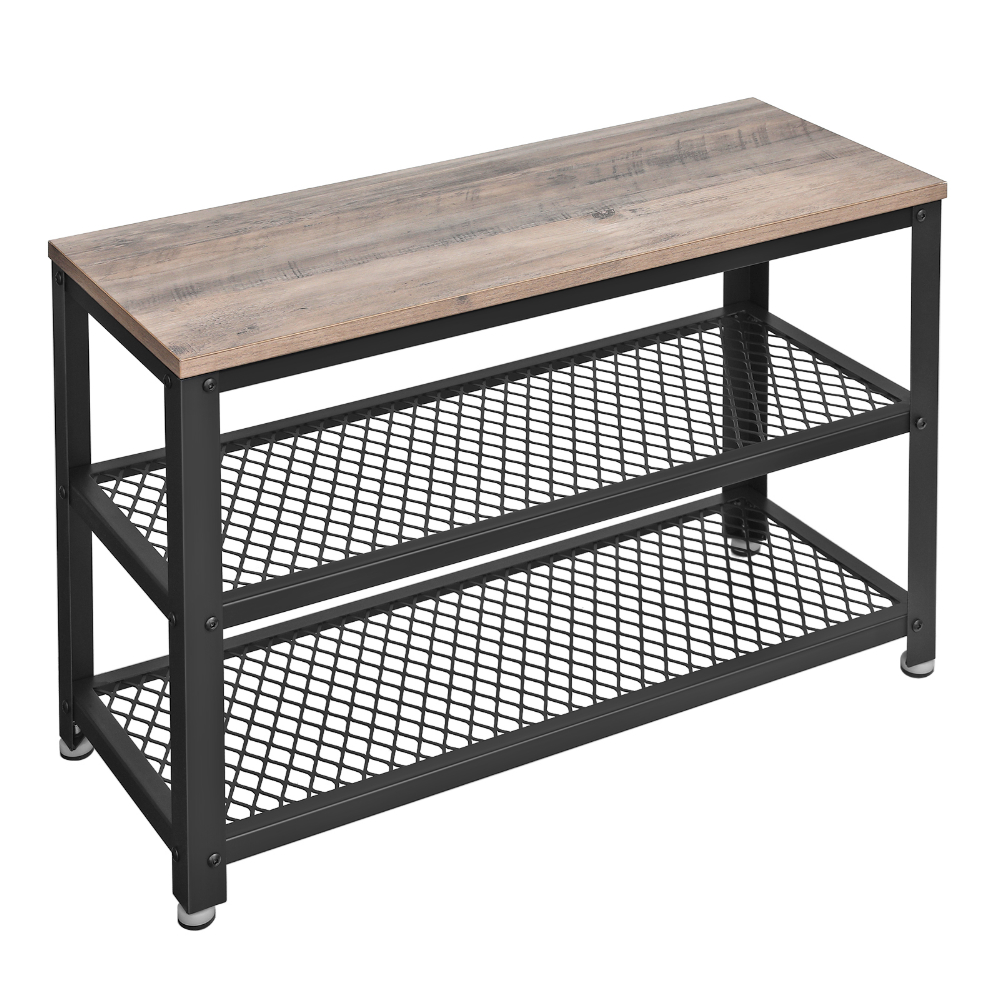 Stojak na buty Ramizu z dwiema półkami szary - zdjęcie 1