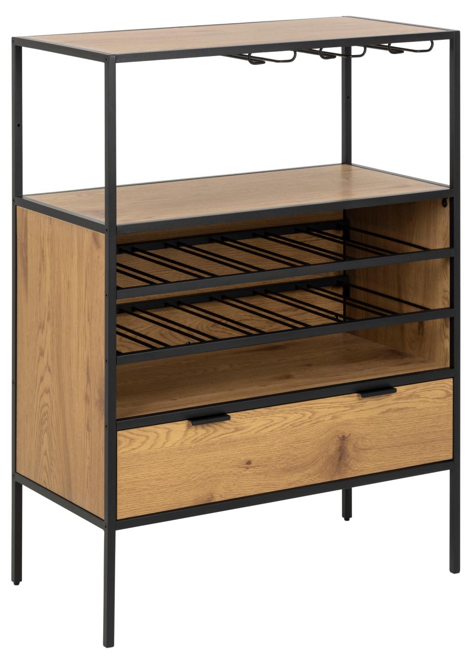 Szafka Krapina dziki dąb ze stojakiem na butelki i uchwytek na kieliszki 77 cm - zdjęcie 1