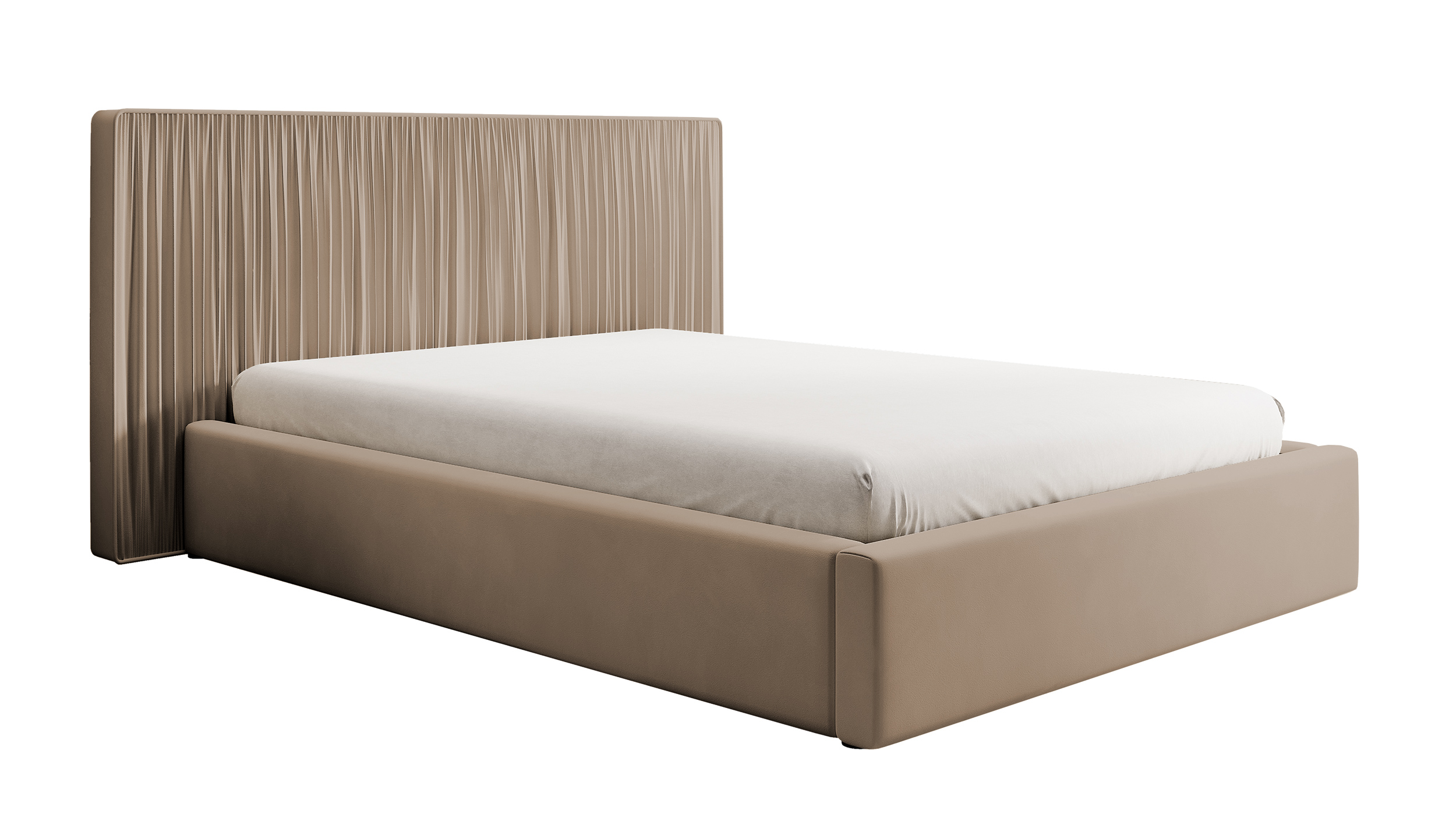 Łóżko tapicerowane 140x200 cm Toile z pojemnikiem z metalowym stelażem beżowe welur - zdjęcie 1