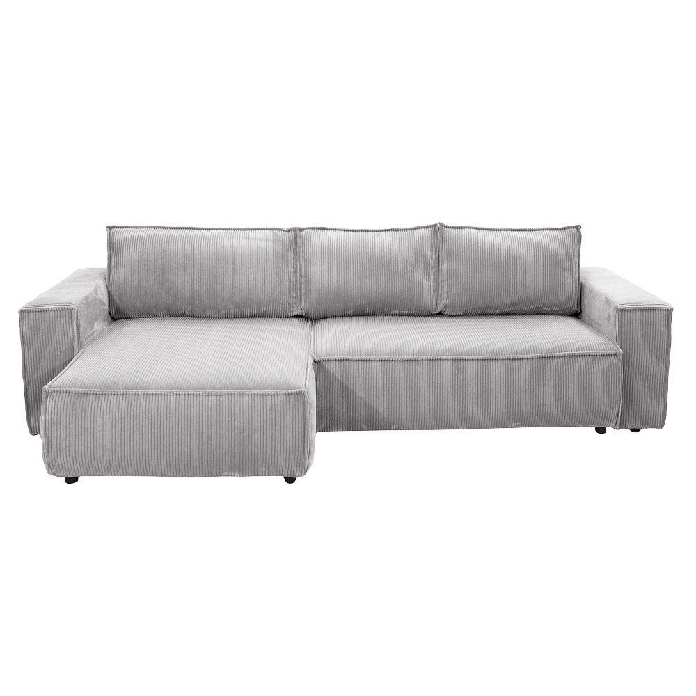 Narożnik z funkcją spania Merine jasnoszary sztruks