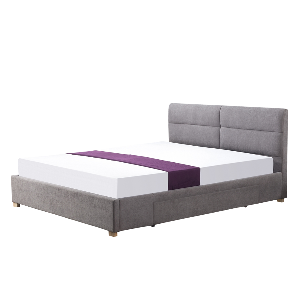 Łóżko tapicerowane Algier z szufladami 160x200 cm jasnoszare - zdjęcie 1