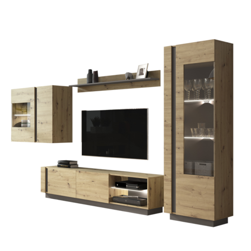 Meblościanka Skoky dąb z grafitem - zdjęcie 1