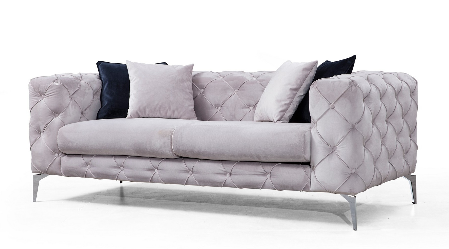 Sofa dwuosobowa Chopage pikowana szara - zdjęcie 1