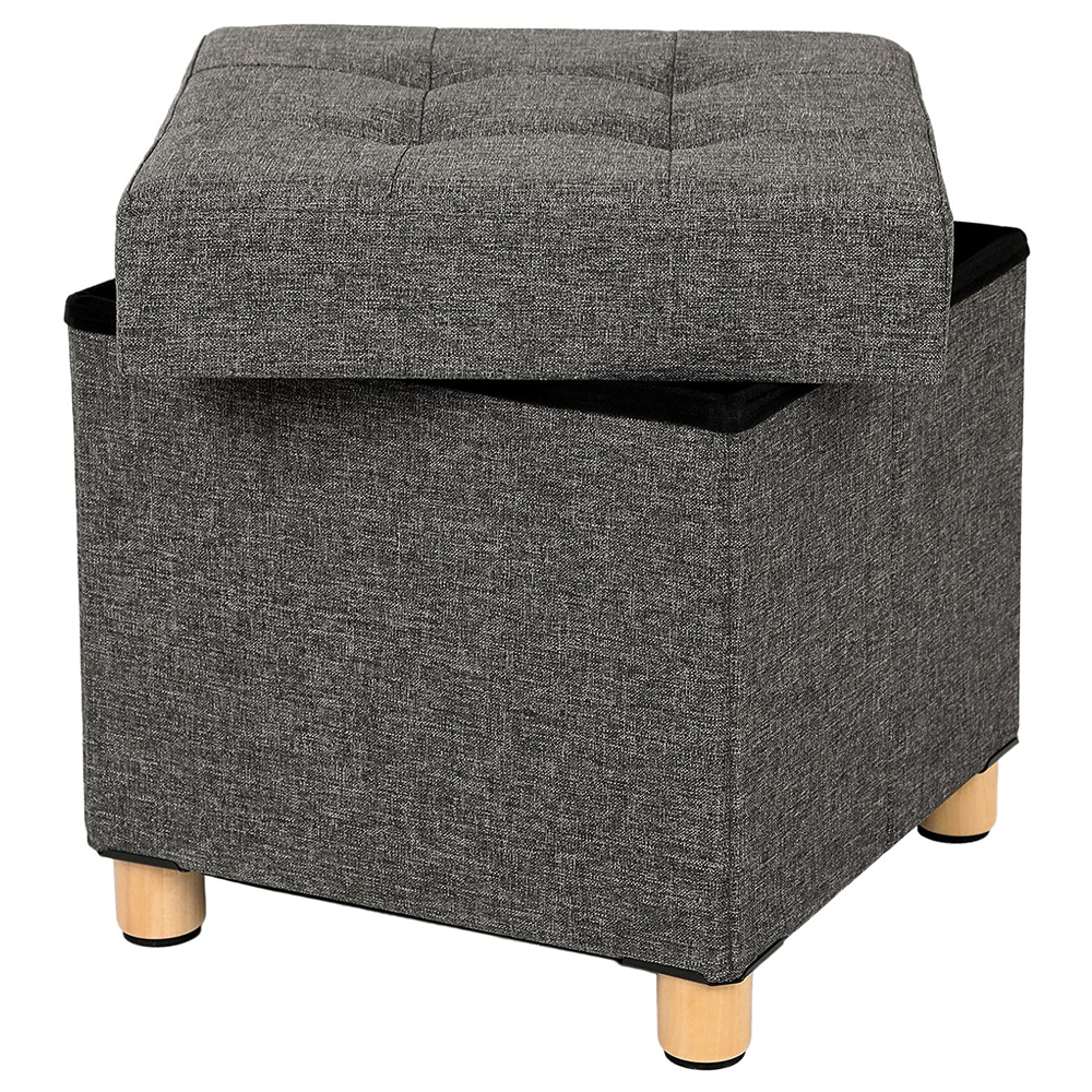 Kufer pikowany Riatella 38x38 cm na nóżkach szary - zdjęcie 1