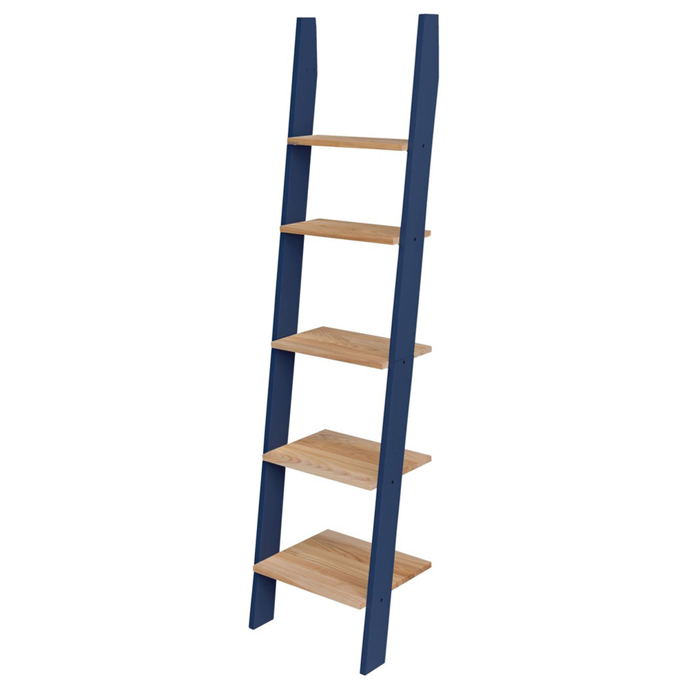 Regał drewniany Ashme 180x45x35 cm z granatowe boki - zdjęcie 1