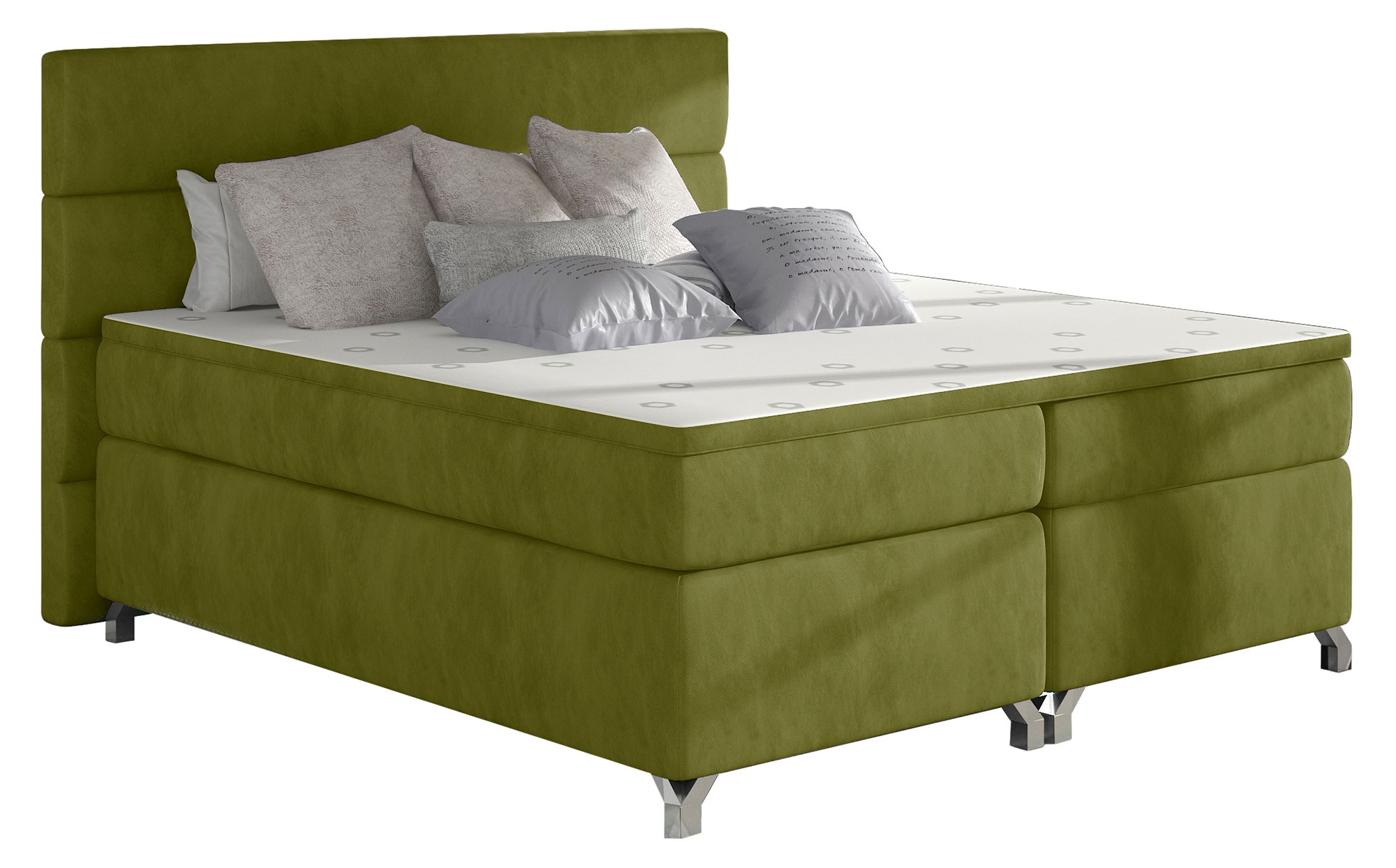 Łóżko kontynentalne Damlay 180x200 cm z pojemnikiem oliwkowe velvet - zdjęcie 1