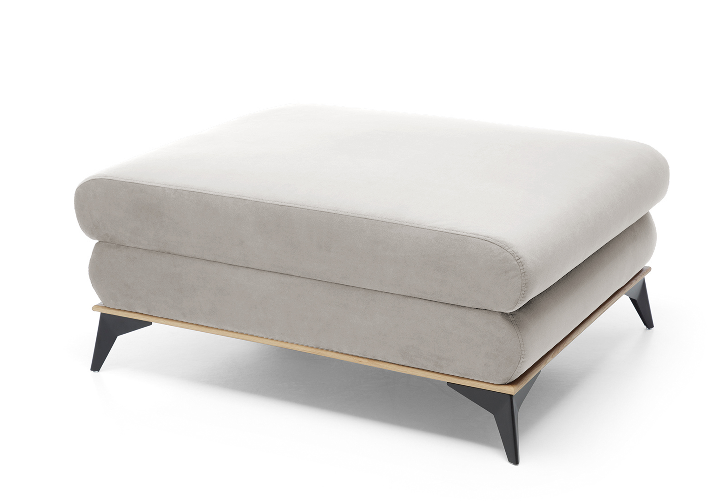 Pufa Stoverto kremowa w tkaninie hydrofobowej welur - zdjęcie 1