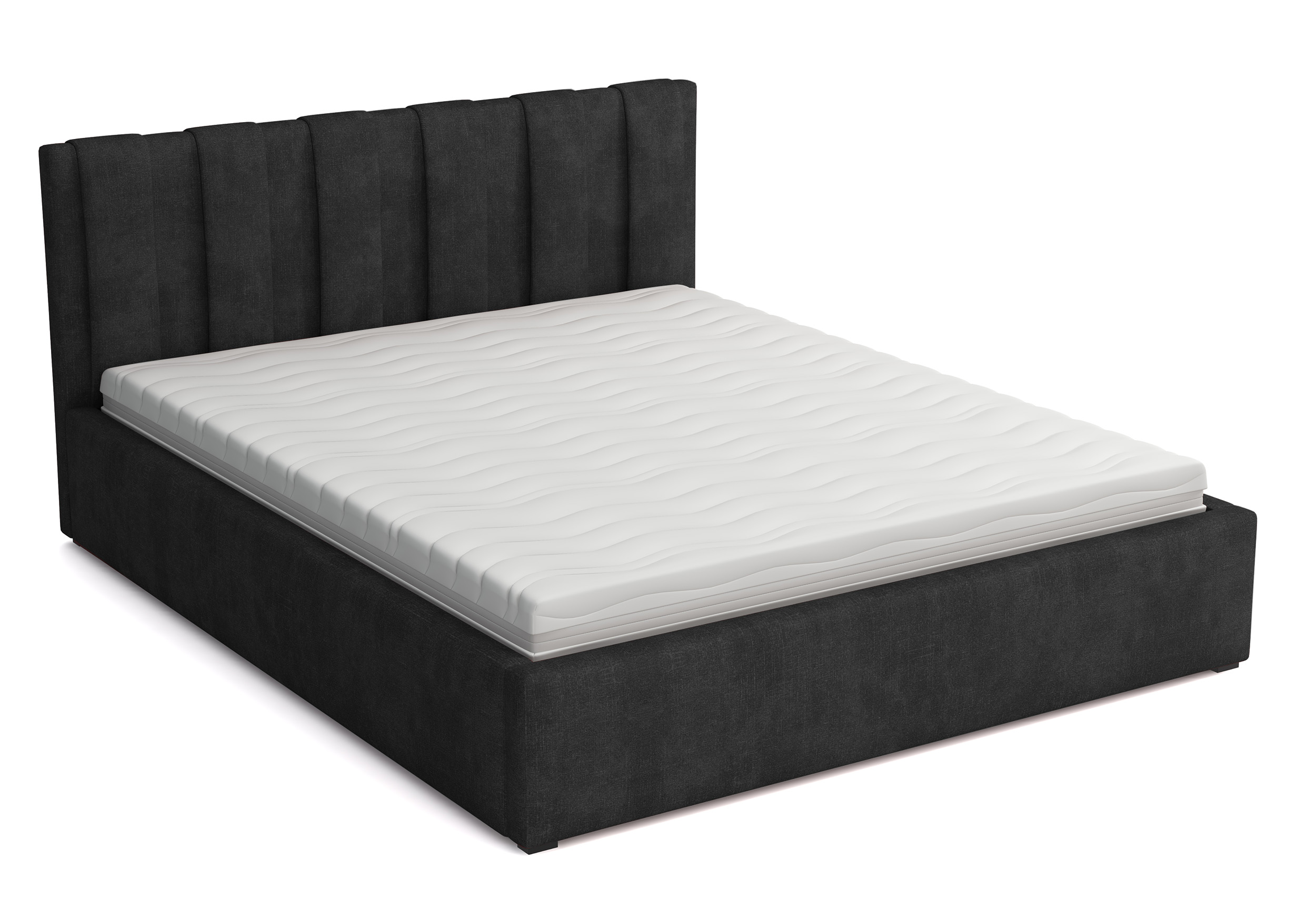 Łóżko tapicerowane 200x200 cm Walence czarne welur hydrofobowy - zdjęcie 1