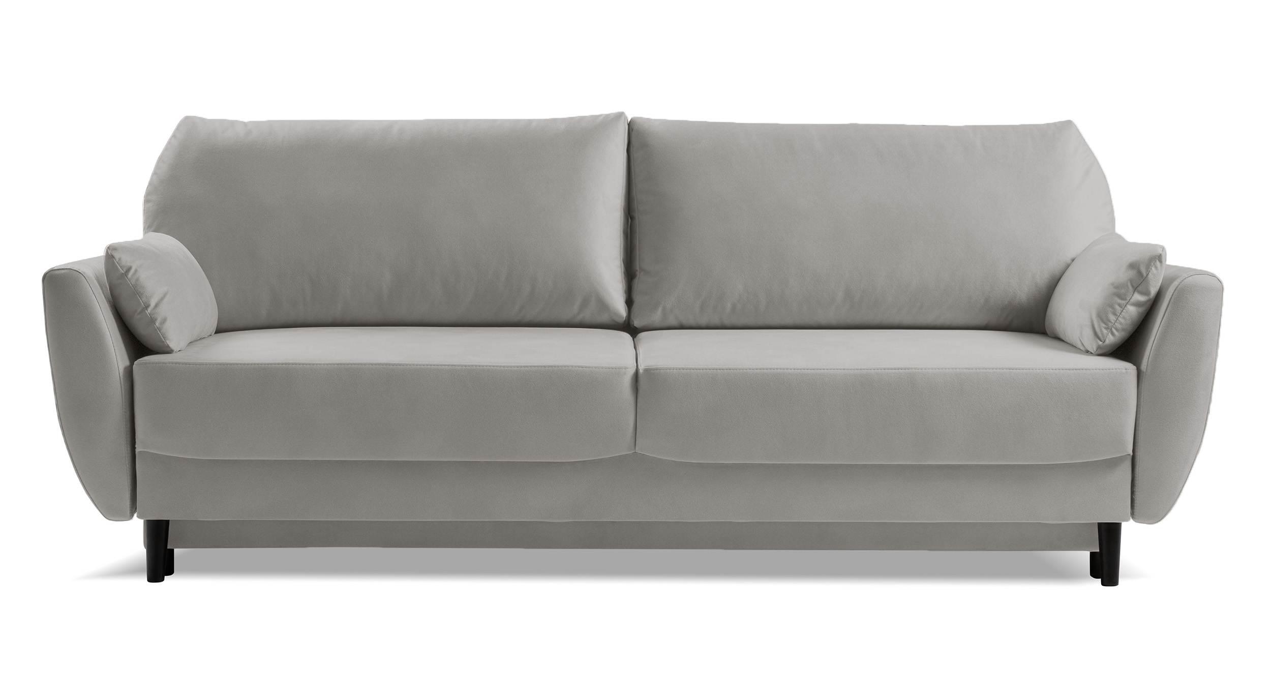 Kanapa rozkładana trzyosobowa Toivola z pojemnikiem jasnoszara velvet hydrofobowa - zdjęcie 1