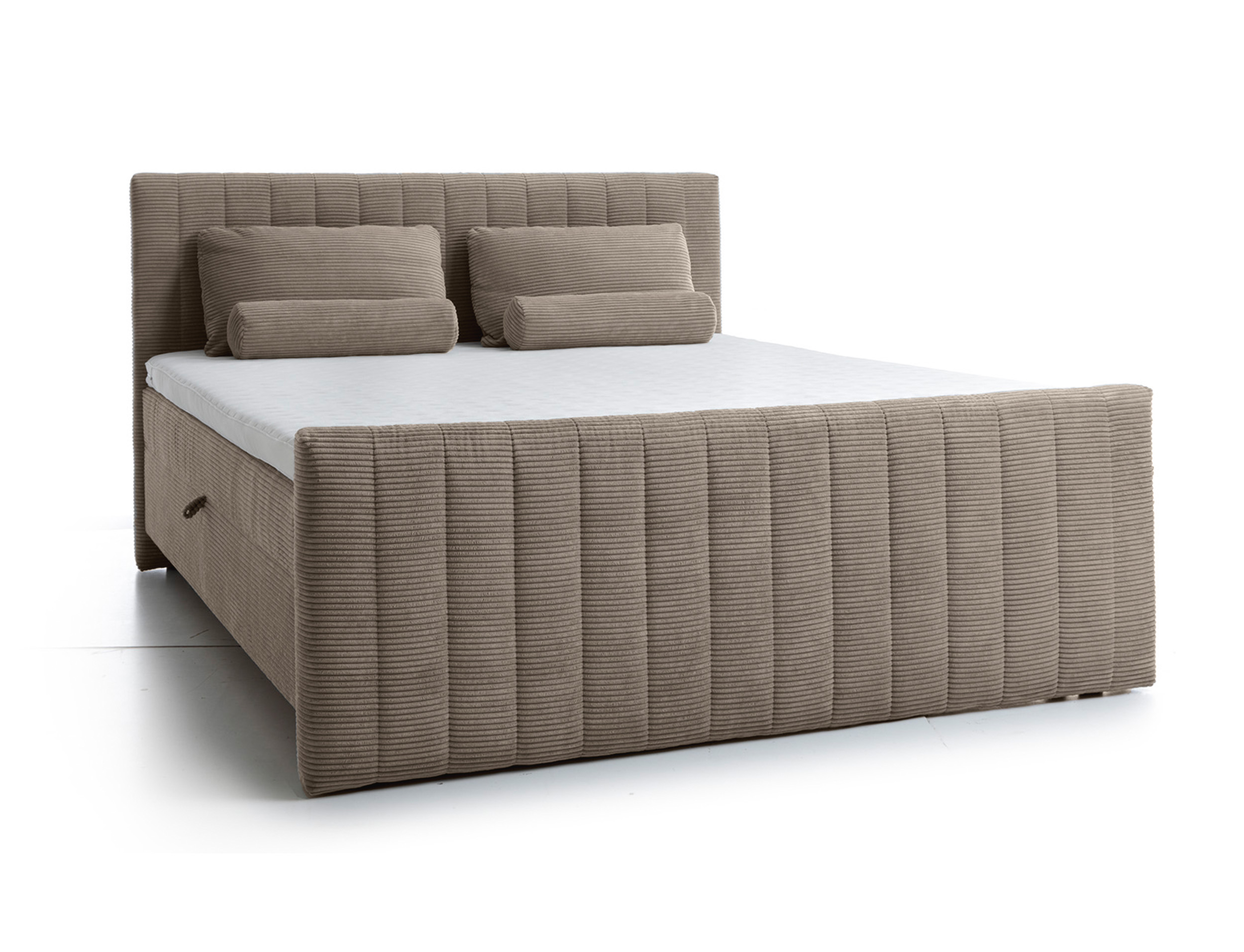 Łóżko kontynentalne Lullabino 180x200 cm z pojemnikami i topperem szarobeżowe sztruks - zdjęcie 1