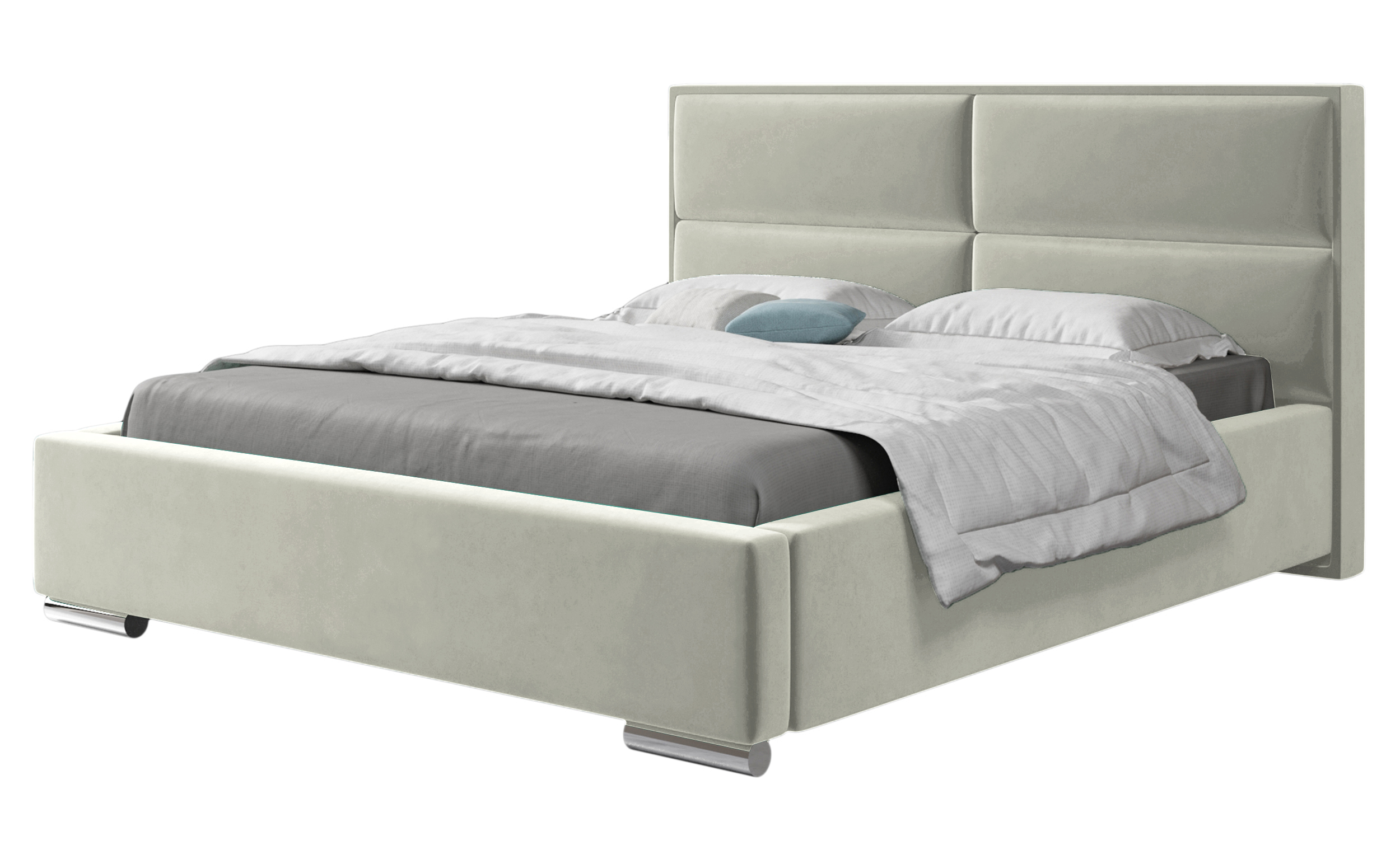 Łóżko tapicerowane Verlan 180x200 cm z pojemnikiem kremowe welur - zdjęcie 1