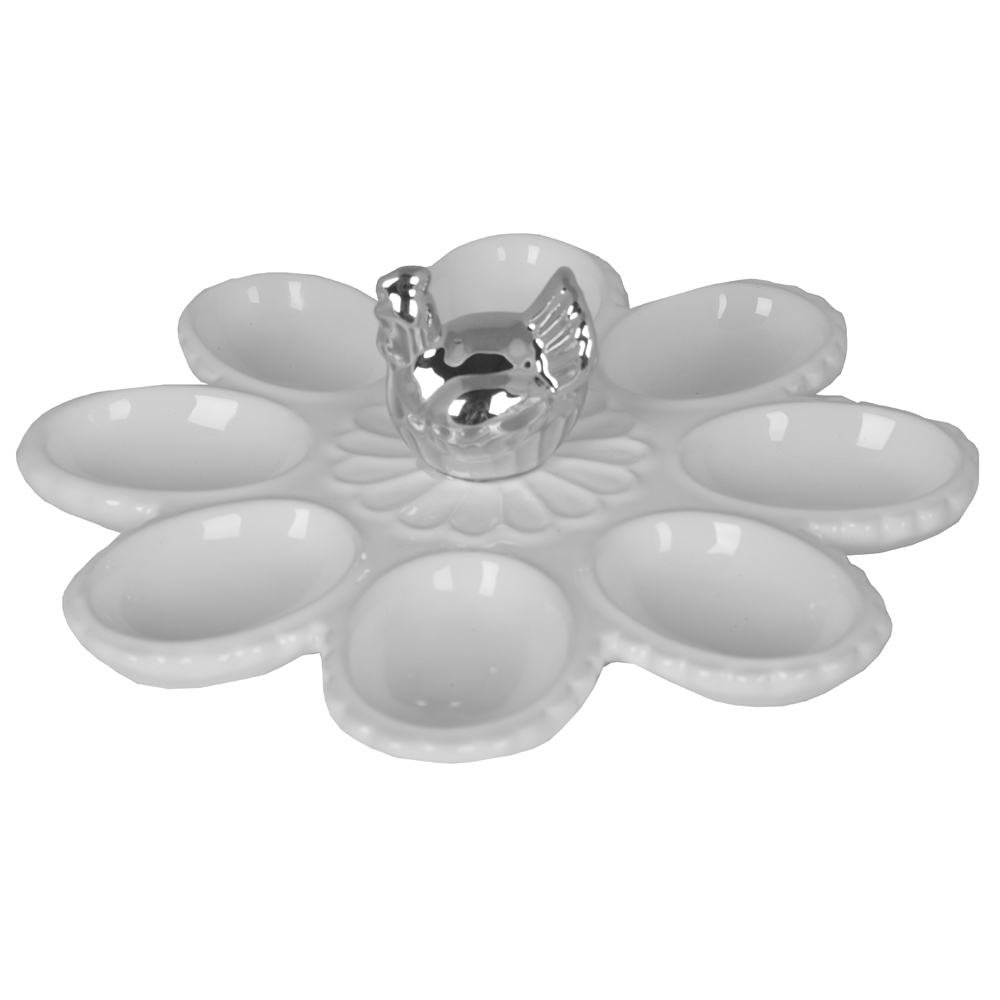 Talerz na jajka ze srebrnym kurczakiem Blauzac - zdjęcie 1