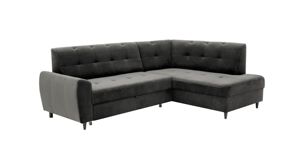 Narożnik z funkcją spania Padrela L-kształtny z pojemnikiem szary prawostronny - zdjęcie 1