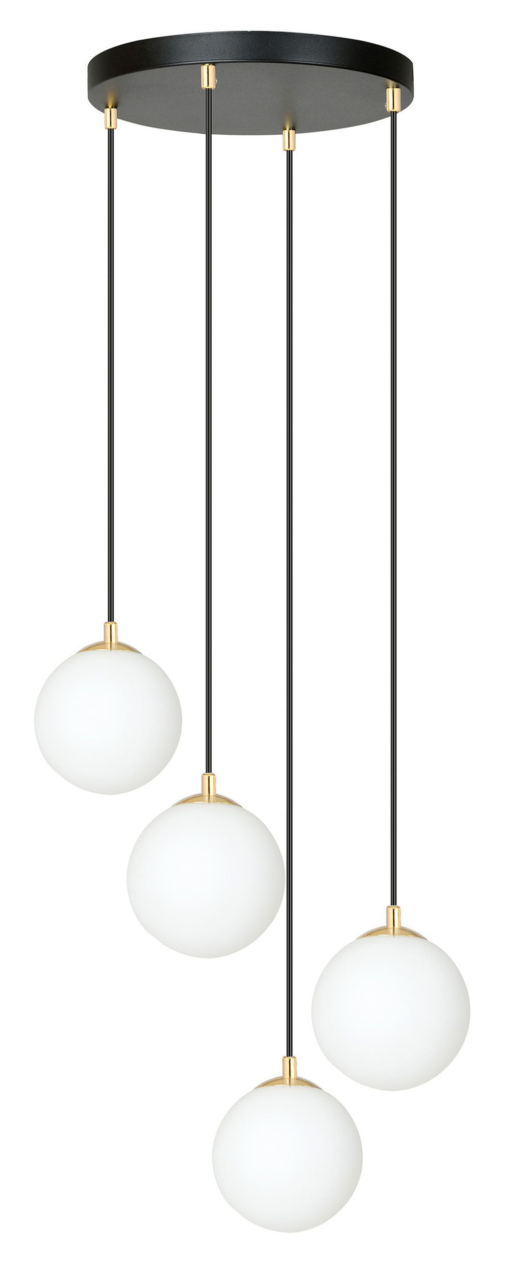 Lampa wisząca Hanneys czarno-złota na okrągłej podsufitce x4 - zdjęcie 1