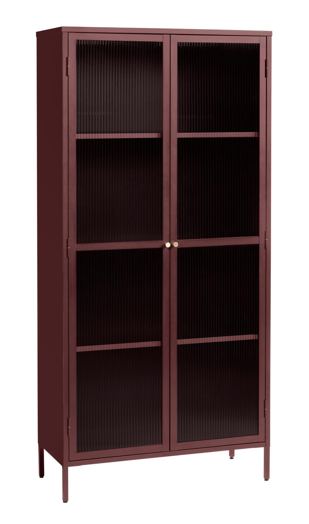 Witryna metalowa Avensunly 160 cm z przeszkleniem bordowa - zdjęcie 1