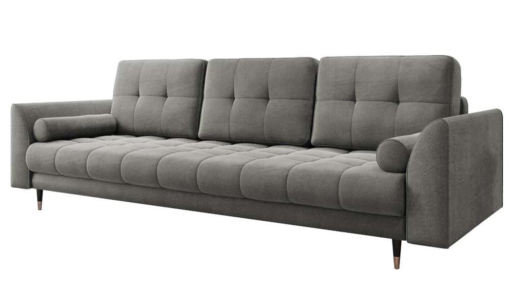 Kanapa rozkładana trzyosobowa Agriano z pojemnikiem szara welwet hydrofobowy - zdjęcie 1