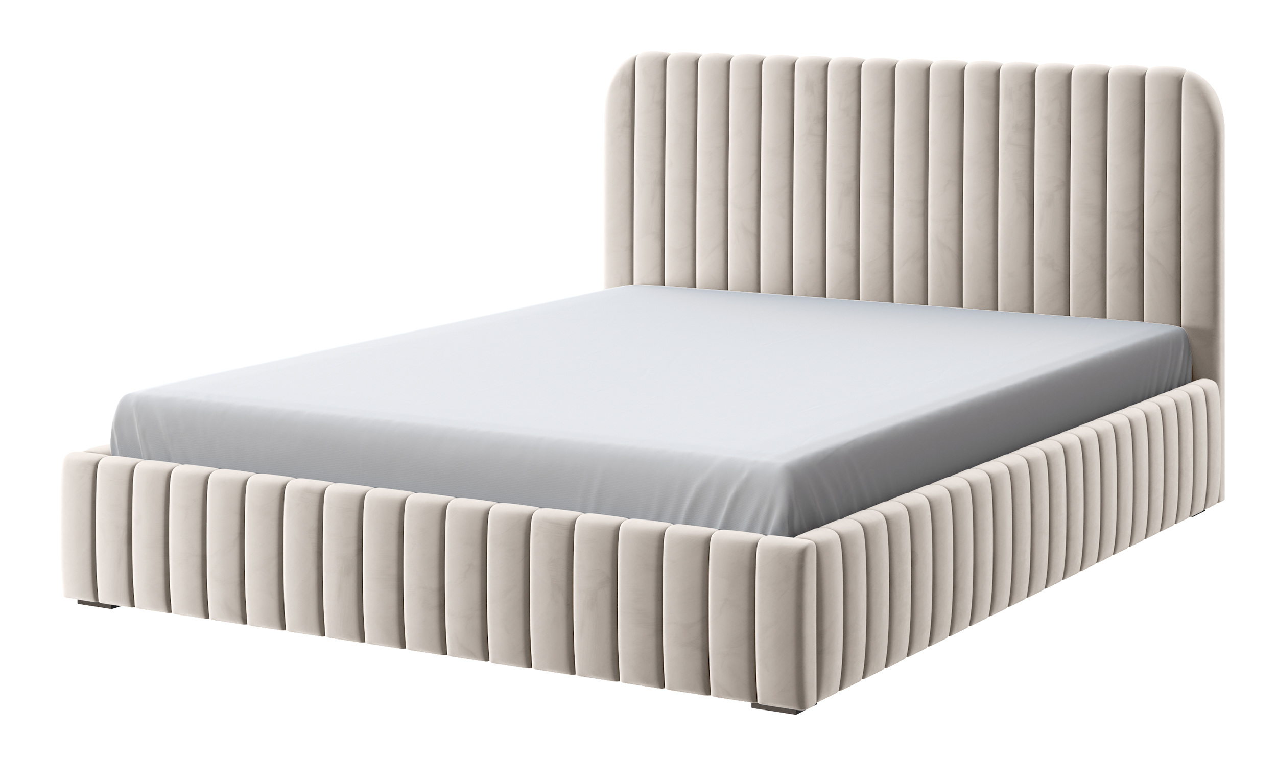 Łóżko tapicerowane Saliano beżowe 140x200 z pojemnikiem stelaż metalowy podnośnik gazowy welur