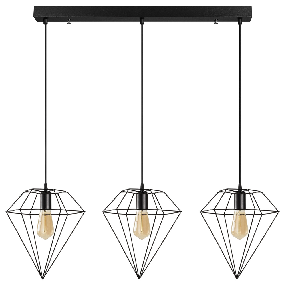 Lampa sufitowa Palmares x3 w kształcie diamentu 134 cm czarna - zdjęcie 1