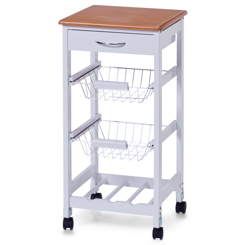 Regał kuchenny Skanie z bambusowym blatem biały - zdjęcie 1