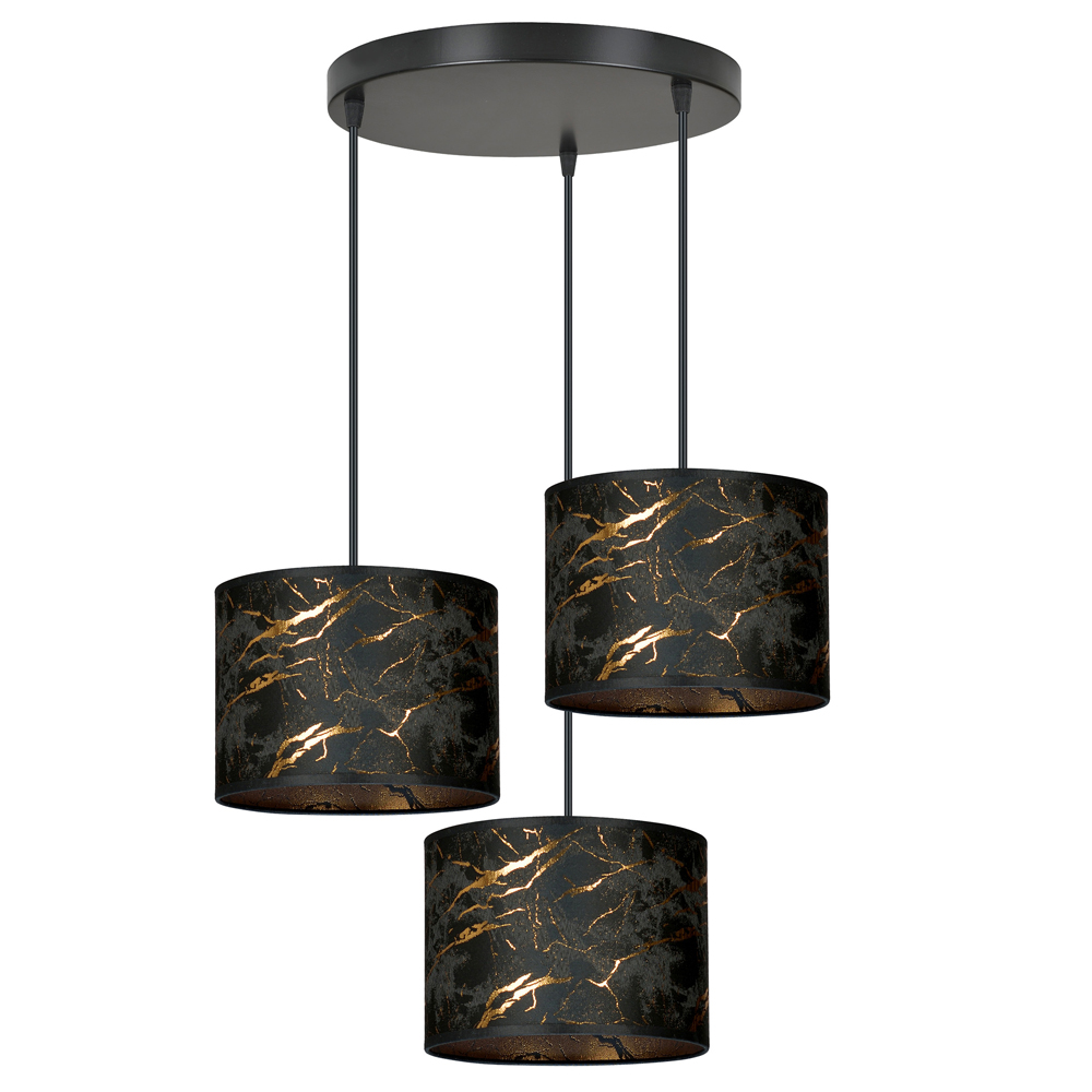 Lampa wisząca Borra x3 asymetryczna średnica 50 cm czarny marmur - zdjęcie 1