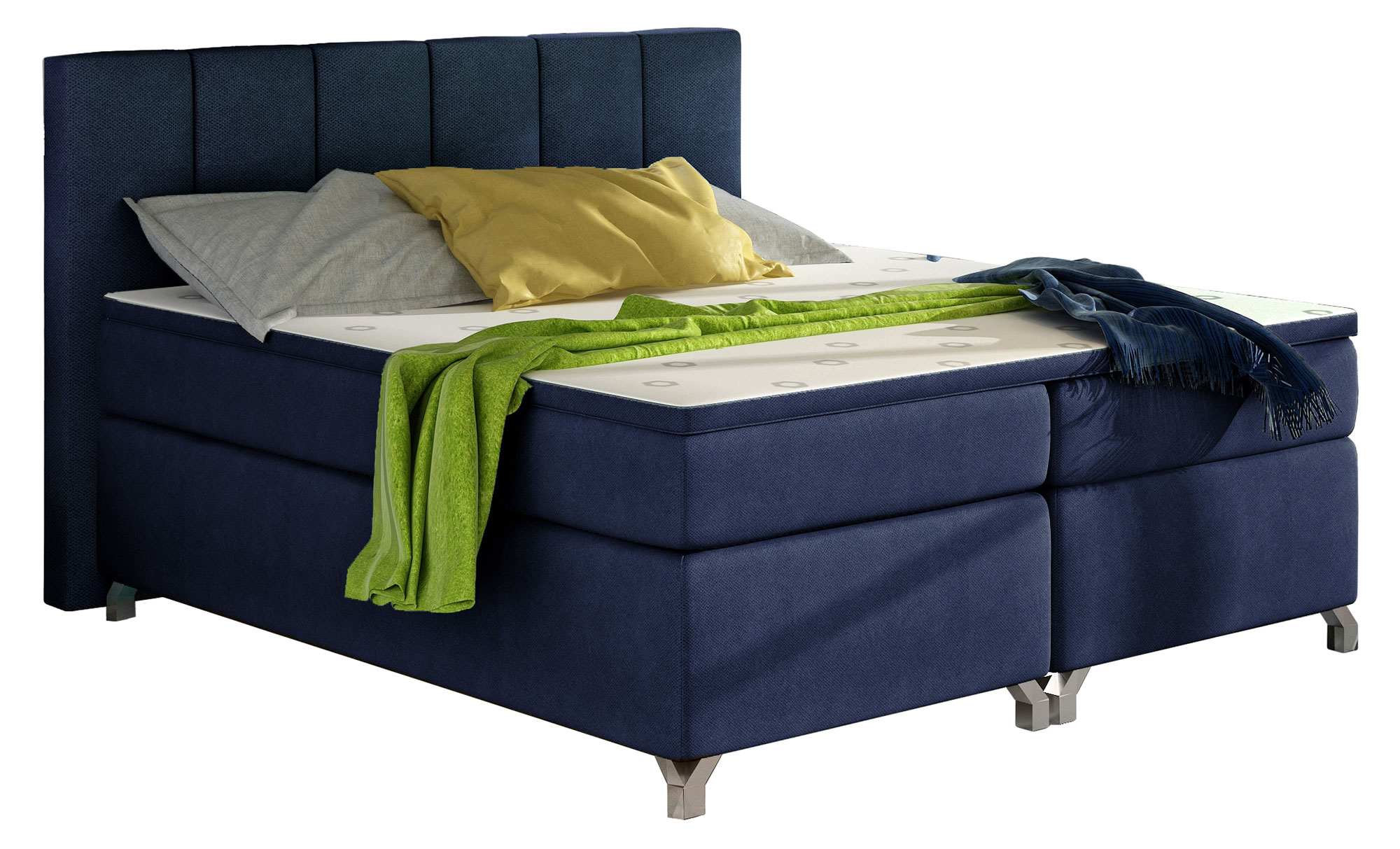 Łóżko kontynentalne Zonti 160x200 cm z pojemnikiem granatowe - zdjęcie 1