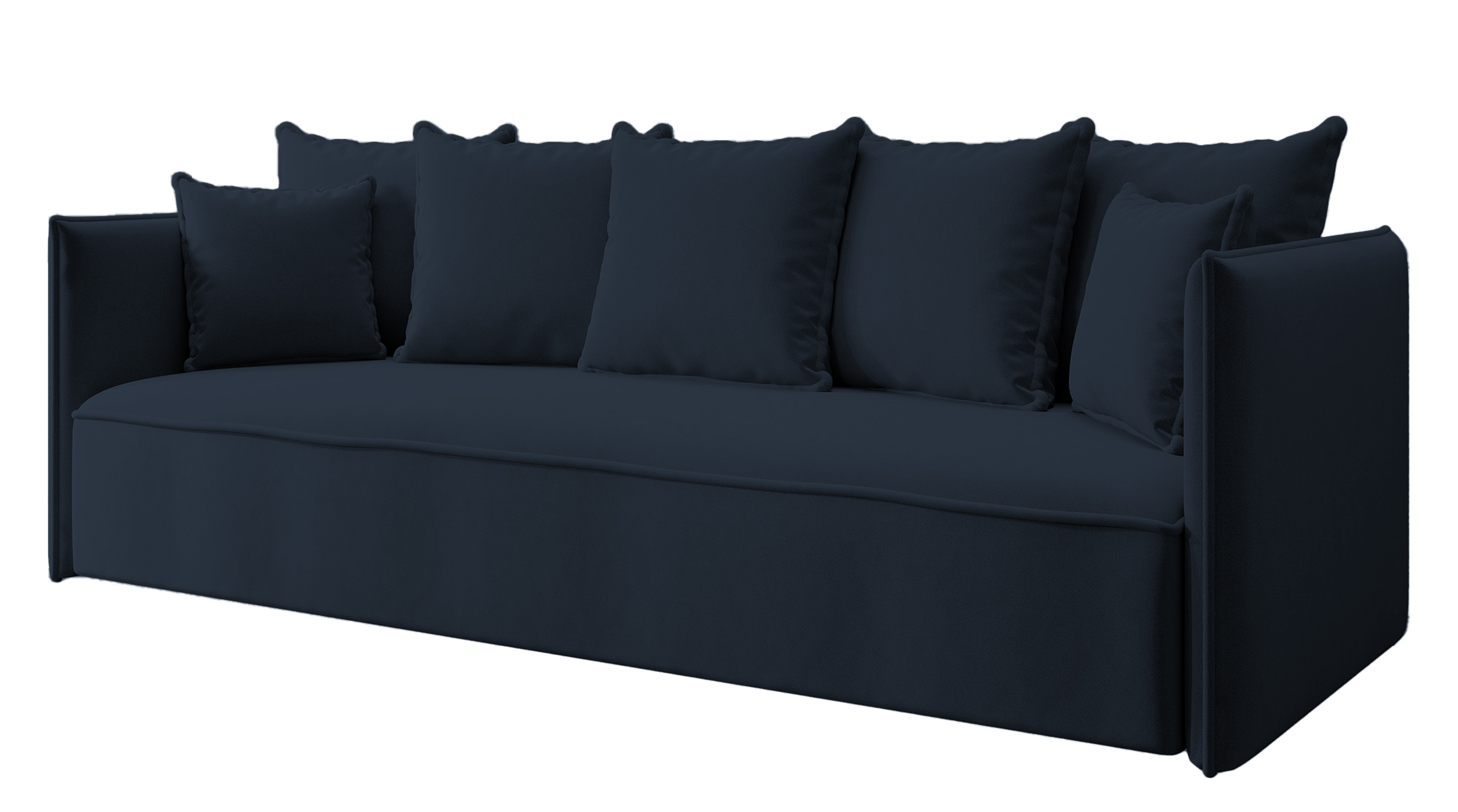 Kanapa rozkładana trzyosobowa Calabrio z pojemnikiem velvet granatowa łatwoczyszcząca - zdjęcie 1