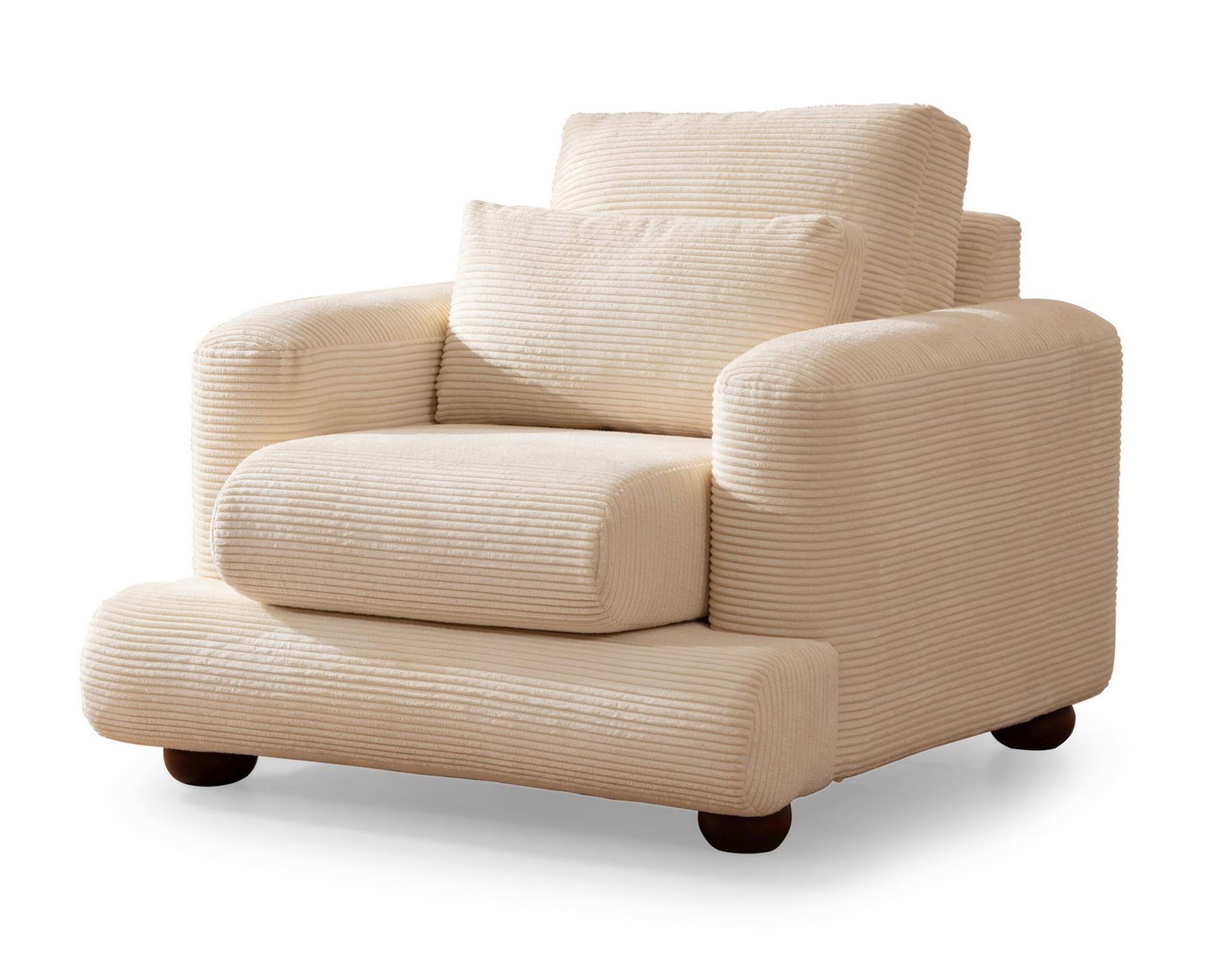 Fotel kubełkowy Bellines sztruks kremowy - zdjęcie 1