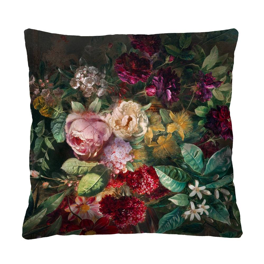 Poduszka dekoracyjna Diecca w kwiaty zielona - zdjęcie 1