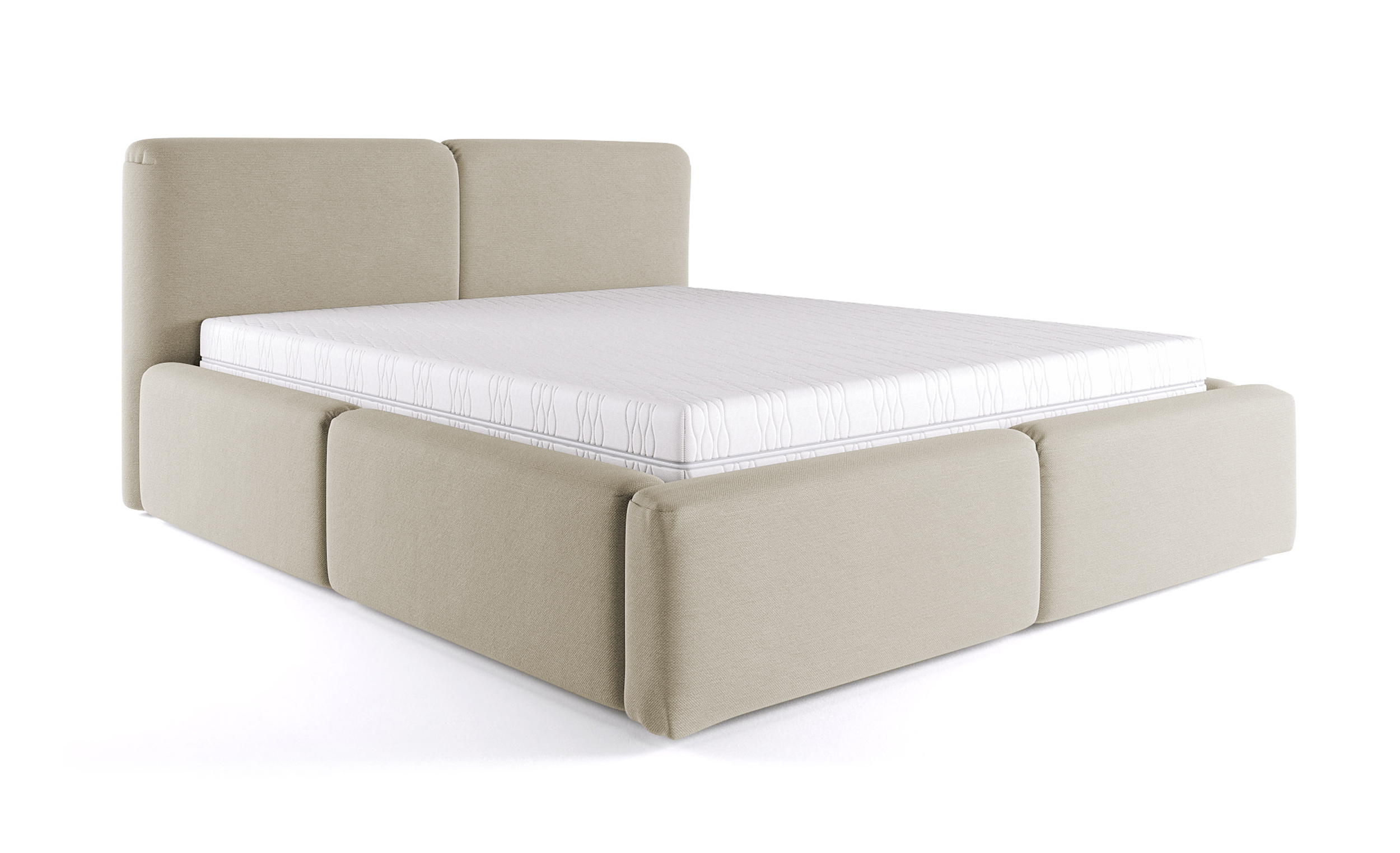 Łóżko tapicerowane 180x200 cm Papillo beżowe z pojemnikiem steleż metalowy podnośnik gazowy - zdjęcie 1