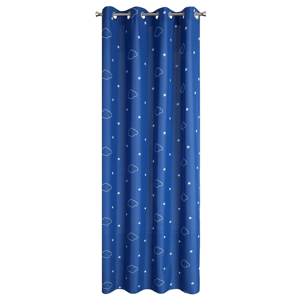 Zasłona Sarkath 140x250 cm z fluorescencyjnym nadrukiem granatowa - zdjęcie 1