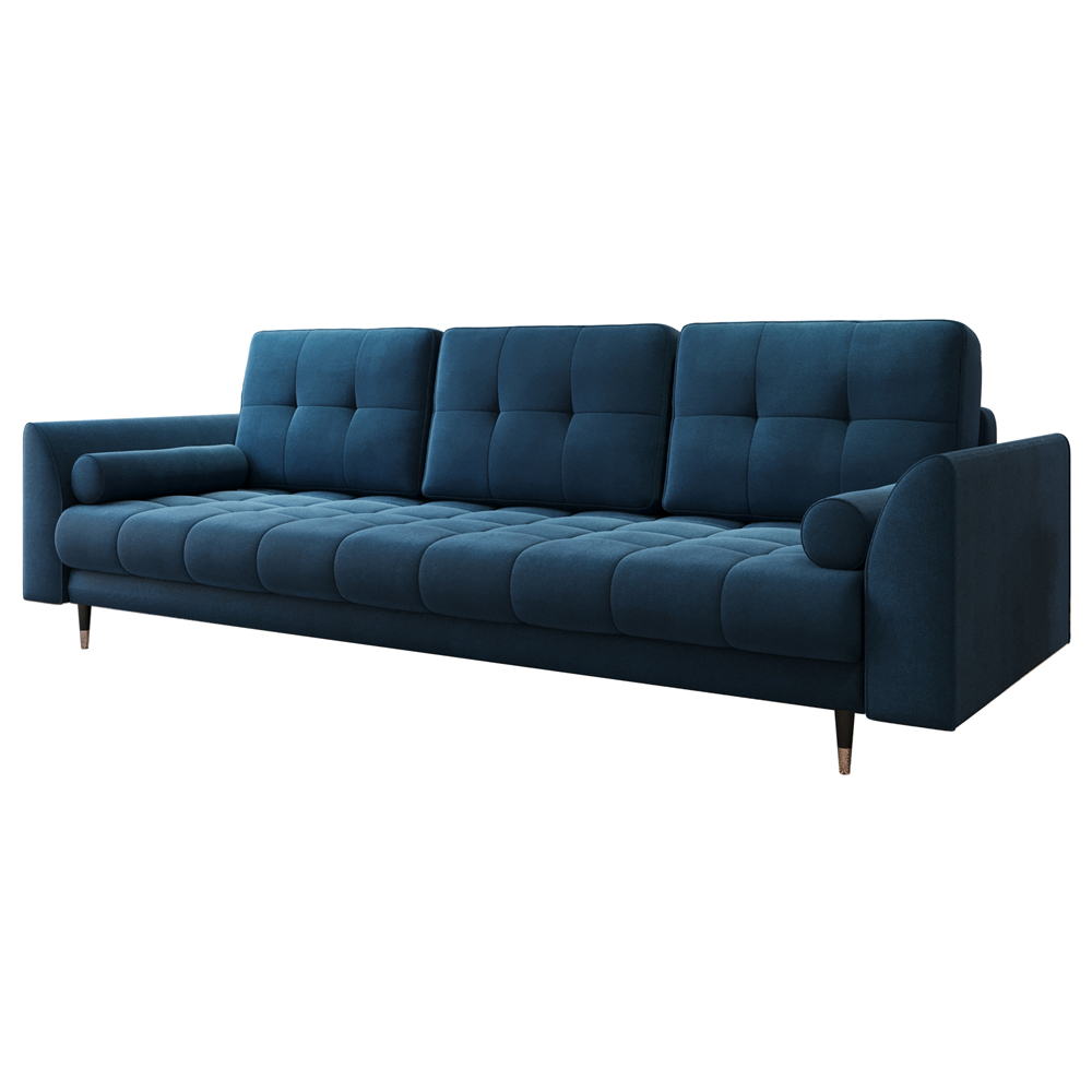 Kanapa rozkładana trzyosobowa Agriano z pojemnikiem granatowa - zdjęcie 1