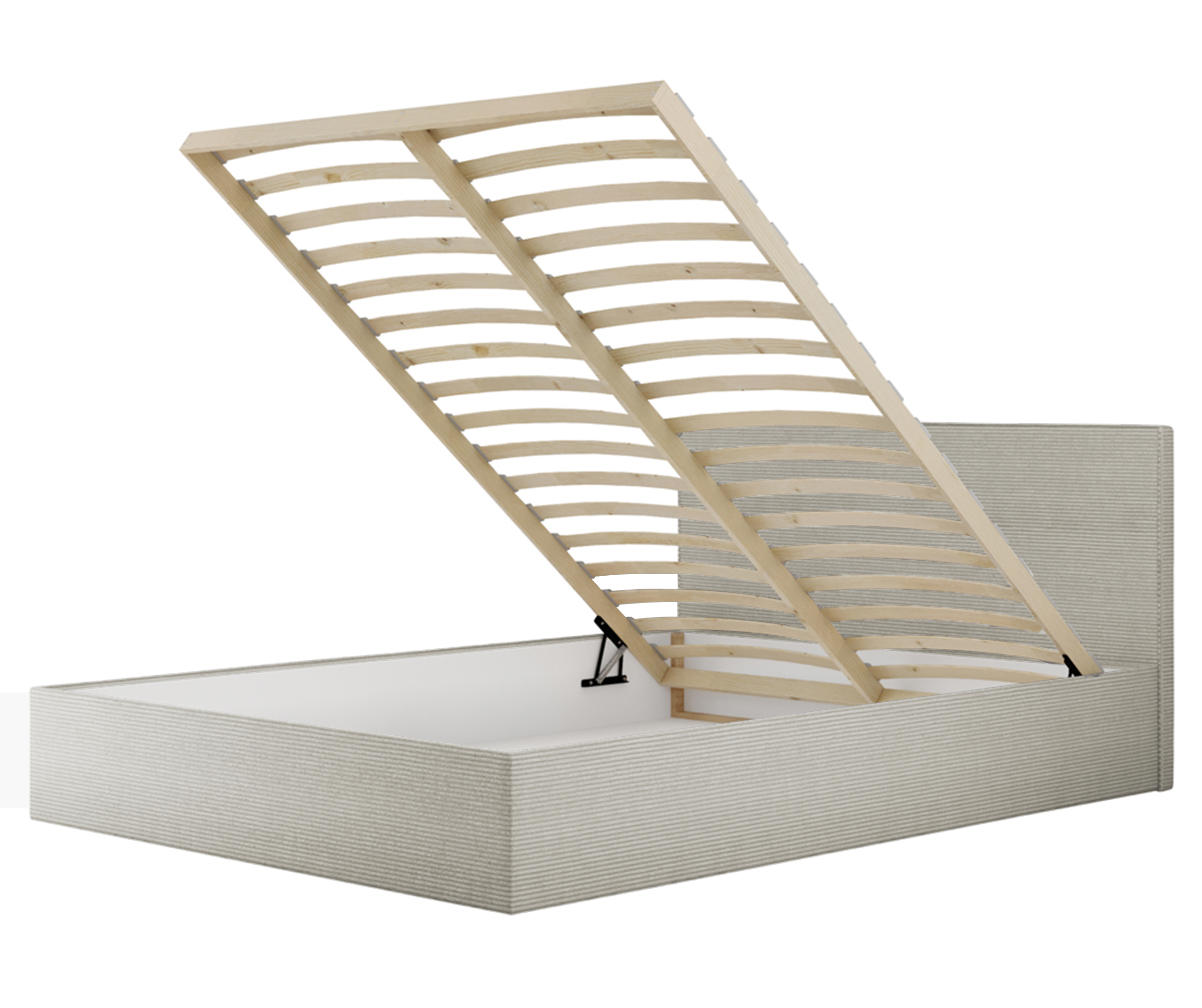 Łóżko tapicerowane 180x200 cm Campile z pojemnikiem beżowe sztruks