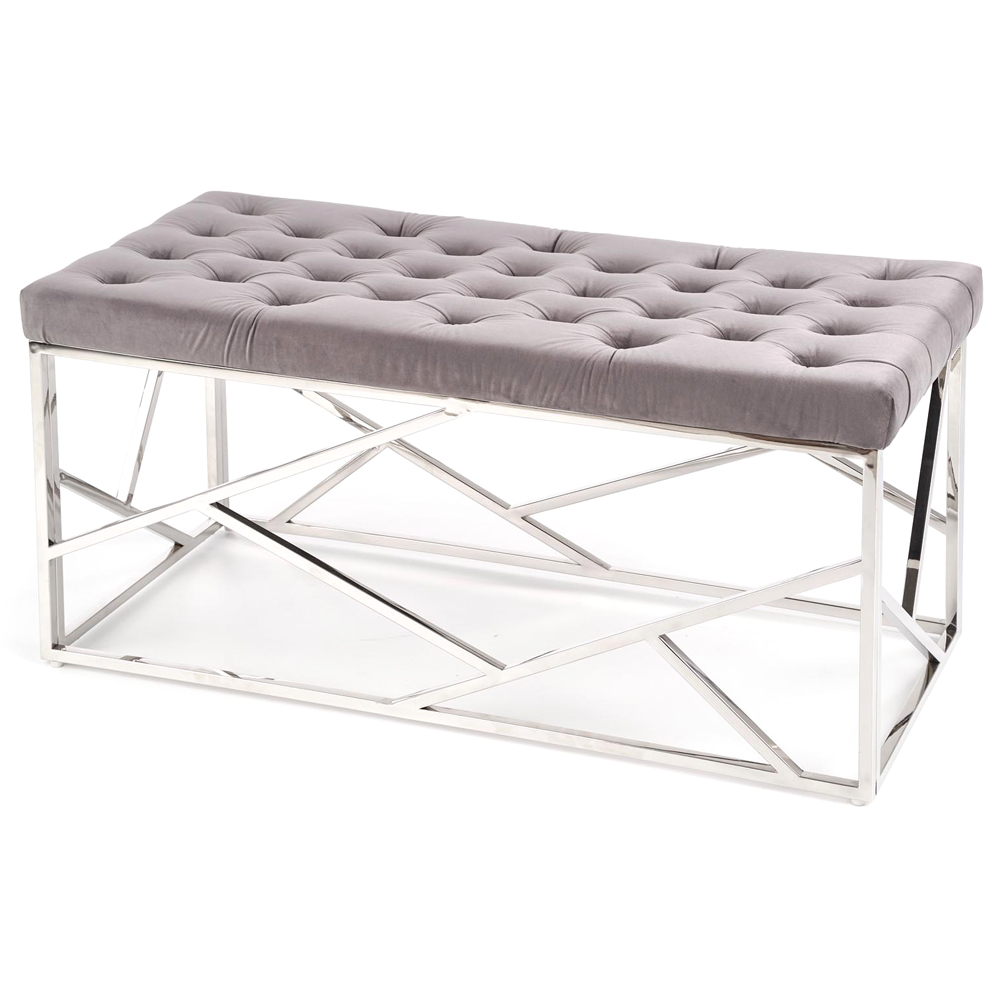 Ławka Asomiva 98x44 cm srebrno - szara - zdjęcie 1