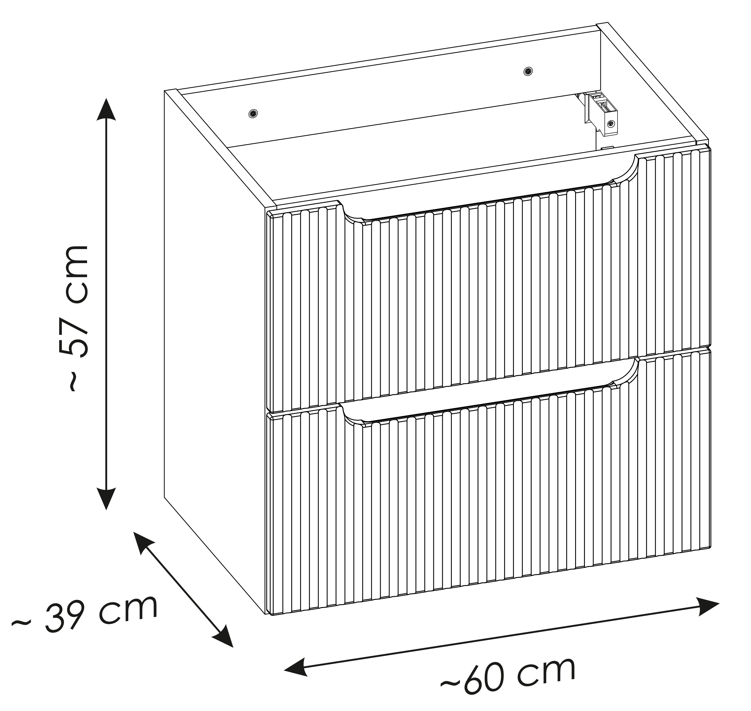 Szafka łazienkowa dwuszufladowa Novia z blatem 60 cm czarna