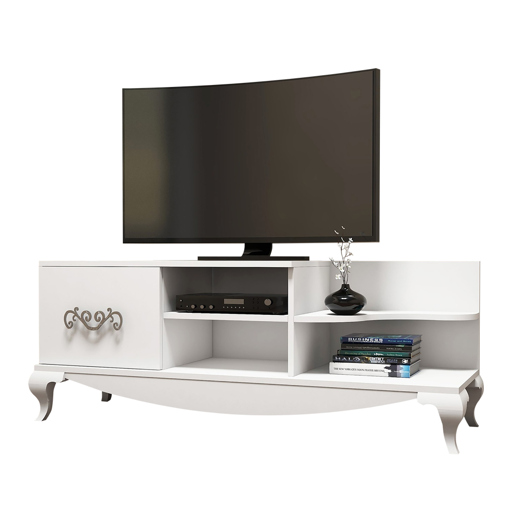 Szafka RTV Ornamentic biała - zdjęcie 1