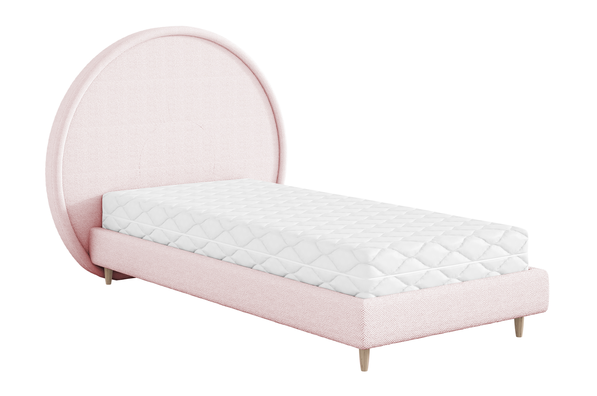 Łóżko dziecięce 90x200 cm Torlino różowe w tkaninie boucle - zdjęcie 1