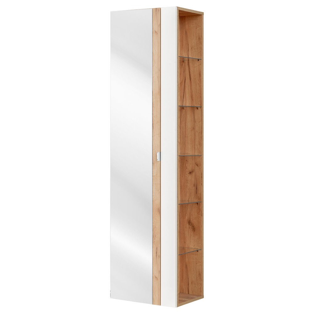 Szafka wysoka Ursala biała z lustrem - zdjęcie 1