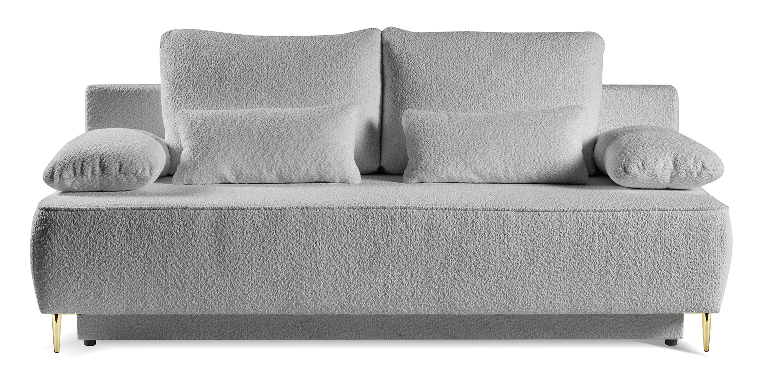 Kanapa rozkładana trzyosobowa Firuze z pojemnikiem szara boucle złote nóżki - zdjęcie 1